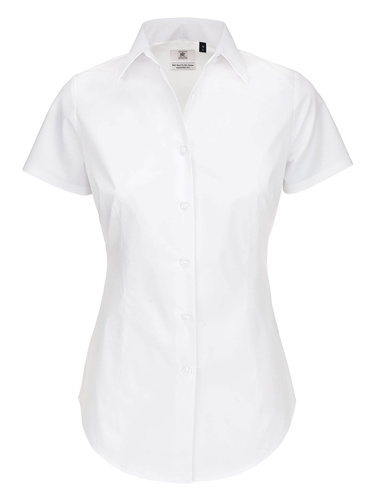 Chemise SSL pour femme en popeline noire à nœud papillon et élasthanne - 001 - Blanc