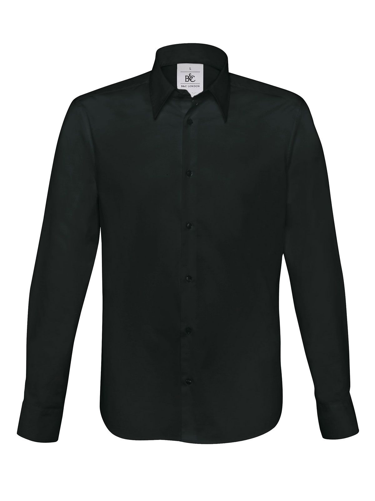 Chemise extensible London à manches longues - 002 - Noir