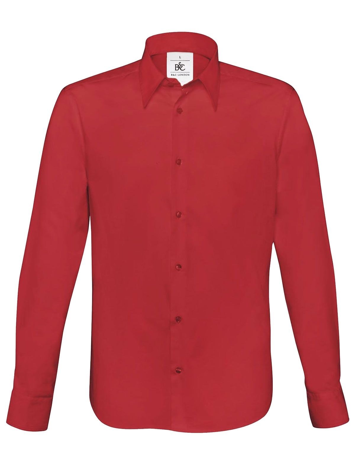 Chemise extensible London à manches longues - 371 - Rouge foncé
