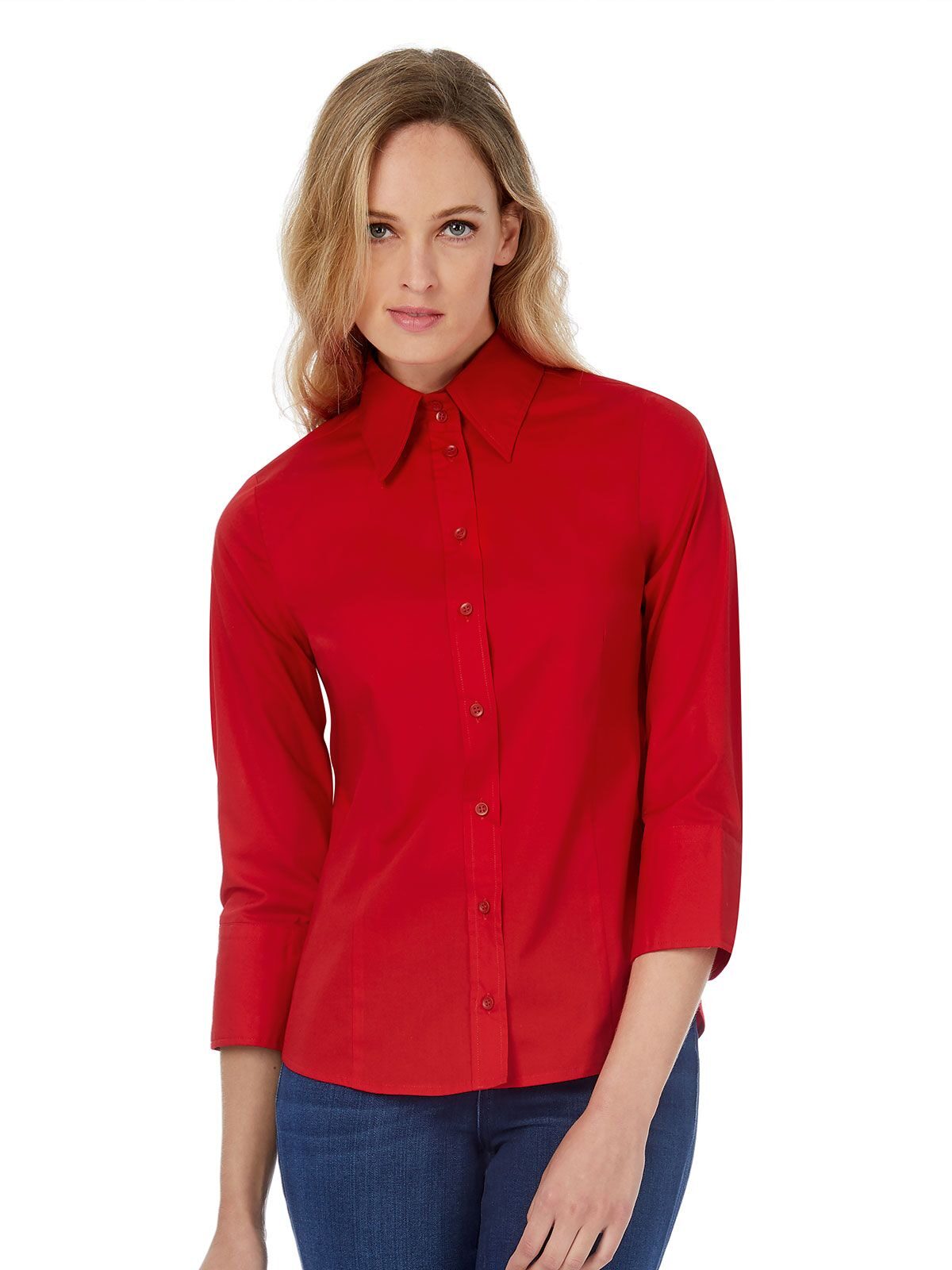 Chemise Milano/femme, chemise en popeline à manches 3/4