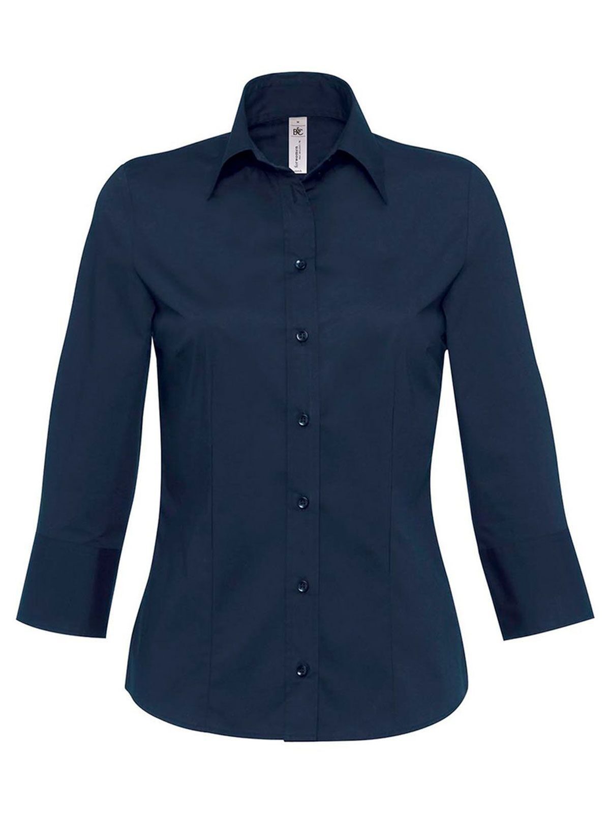 Chemise Milano/femme, chemise en popeline à manches 3/4 - 003 - Marine
