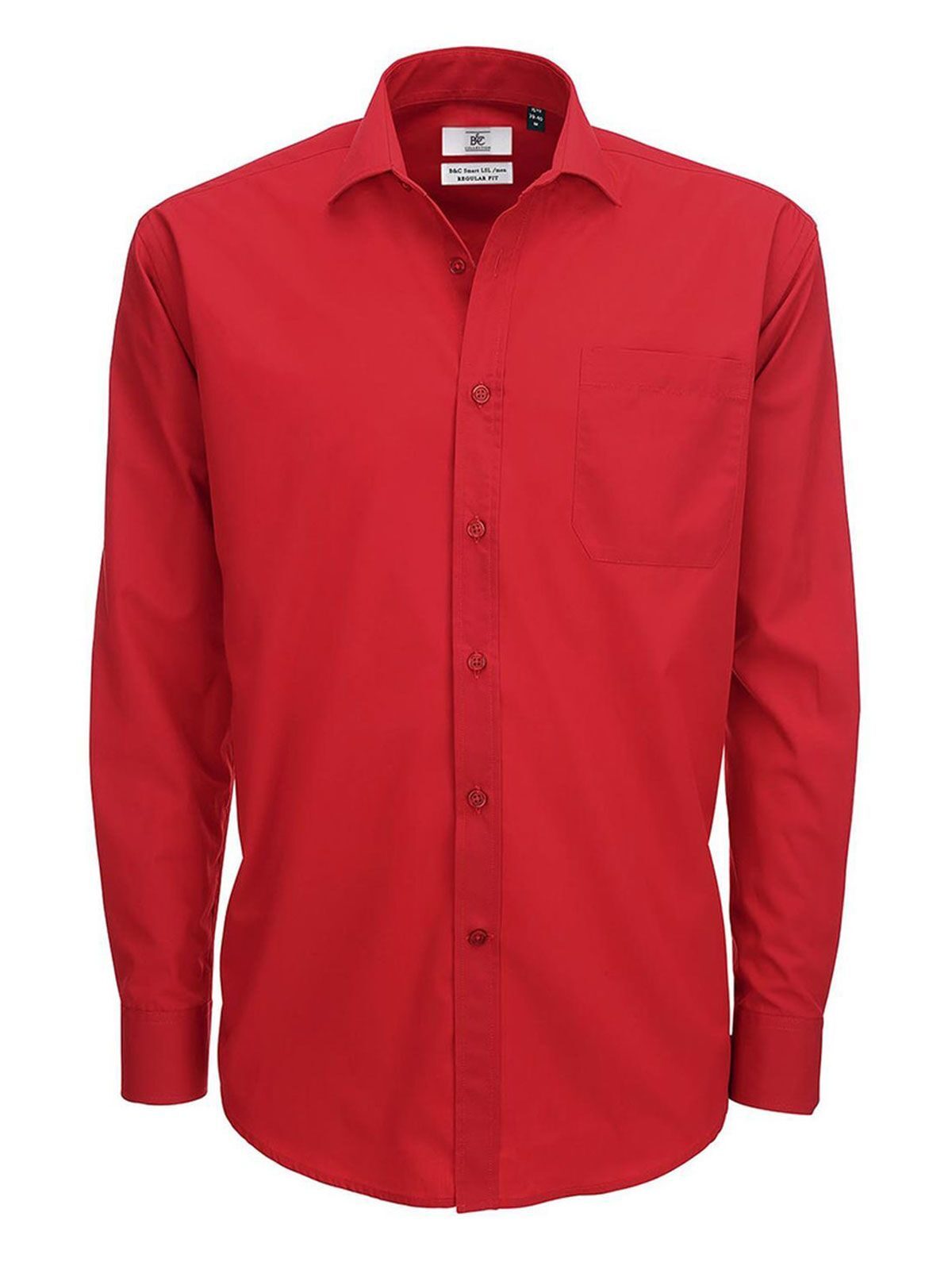 Chemise en popeline Smart LSL/homme - 371 - Rouge foncé