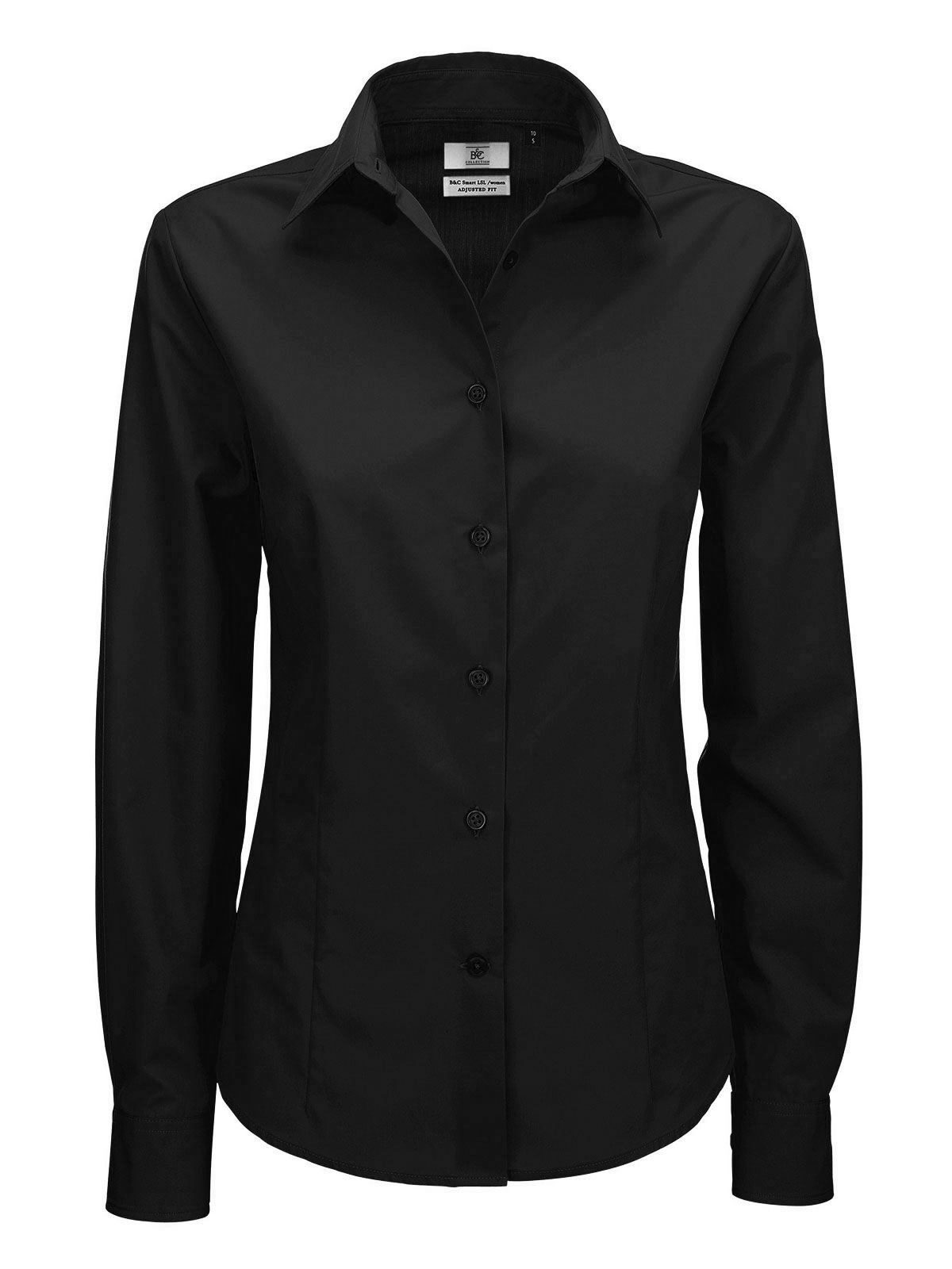 Chemise en popeline Smart LSL/femme - 002 - Noir