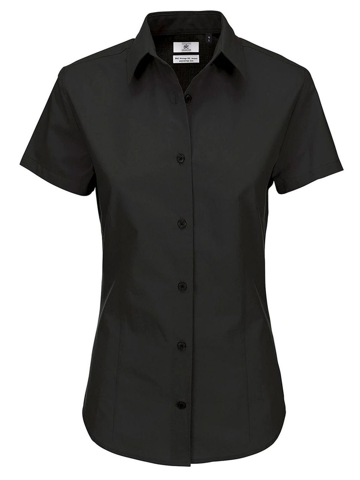 Chemise en popeline à manches courtes pour femme Heritage - 002 - Noir
