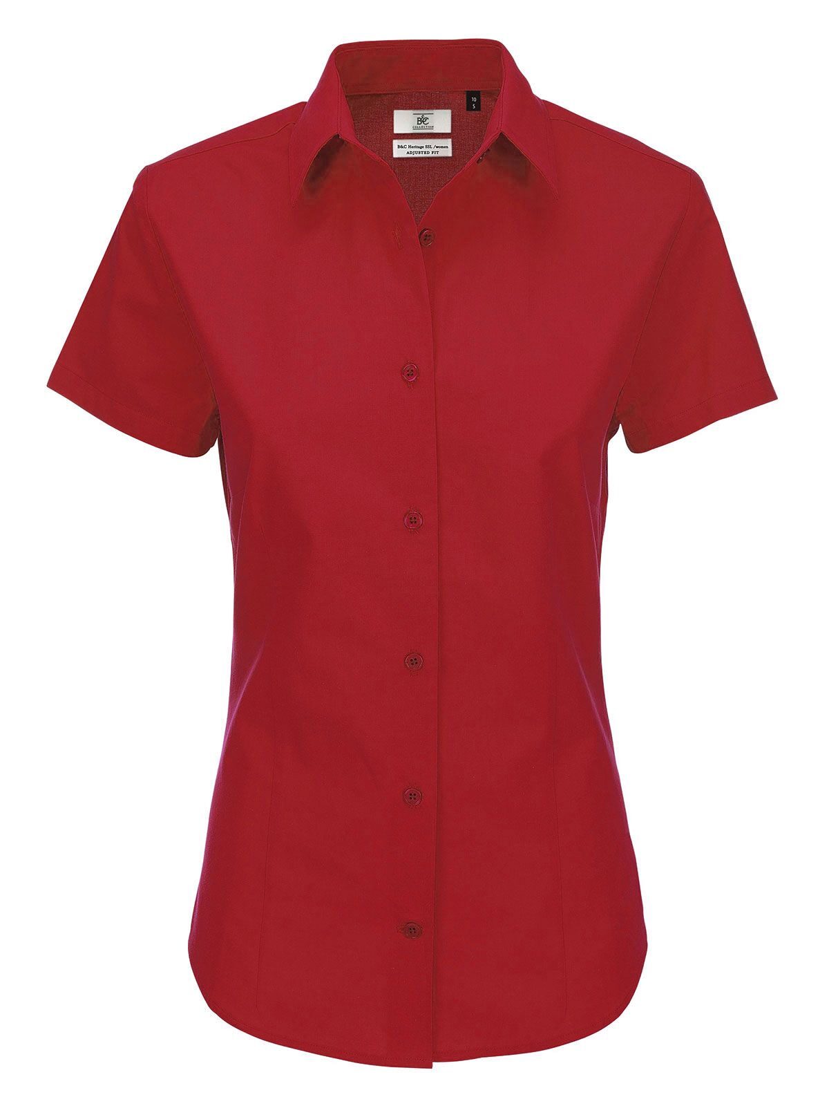 Chemise en popeline à manches courtes pour femme Heritage - 371 - Rouge foncé
