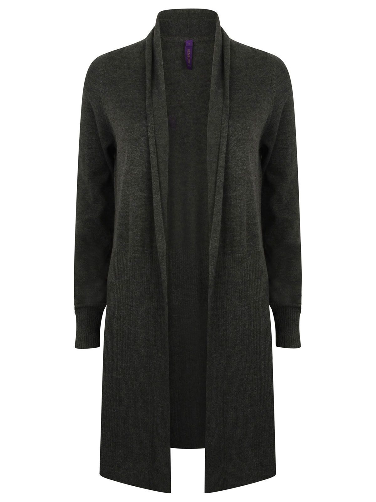 Gilet long ouvert pour femme - GRM - gris chiné