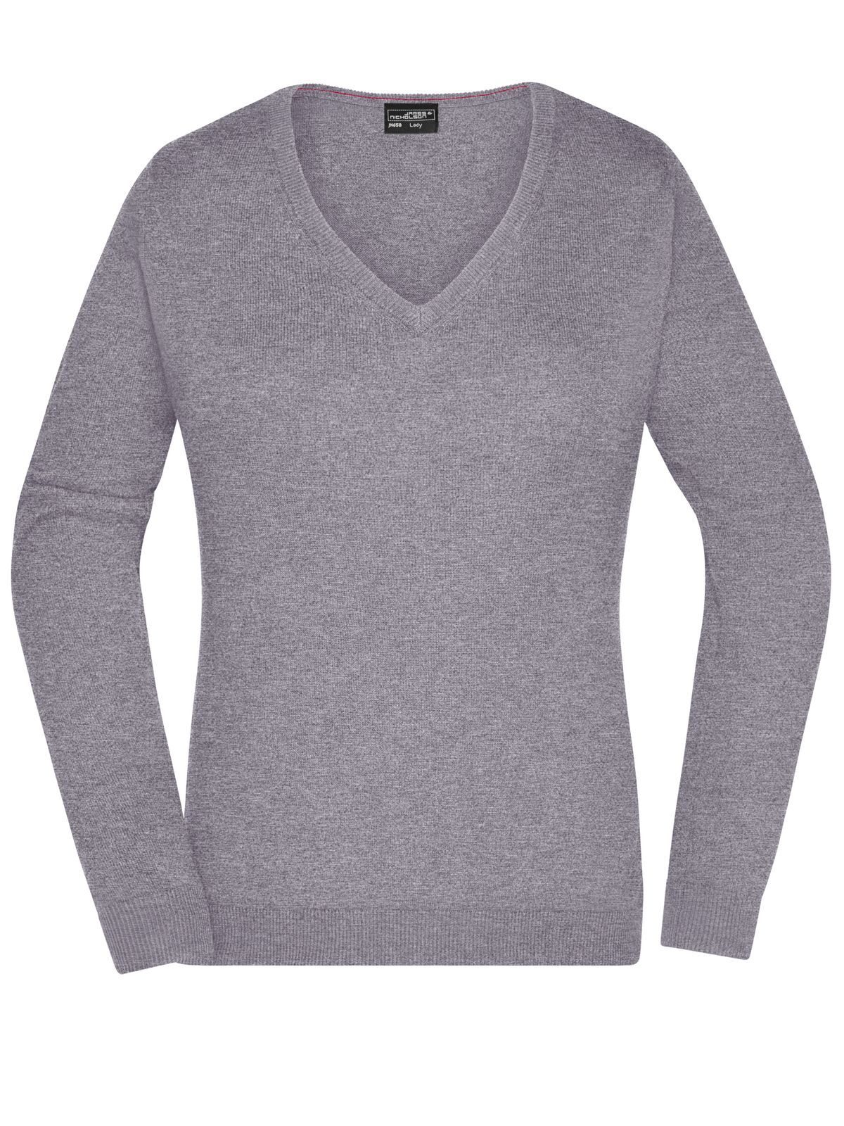 Pull col V pour femme - GREHE - Bruyère grise