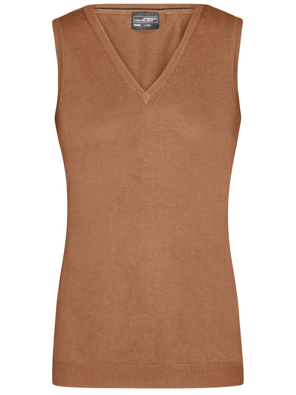 Gilet à col en V pour femme - CA - Chameau