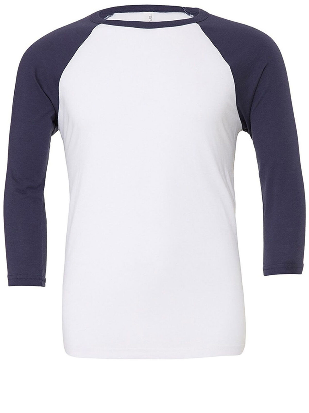 T-shirt de baseball unisexe 3/4 couleurs unies - 0005 - Blanc