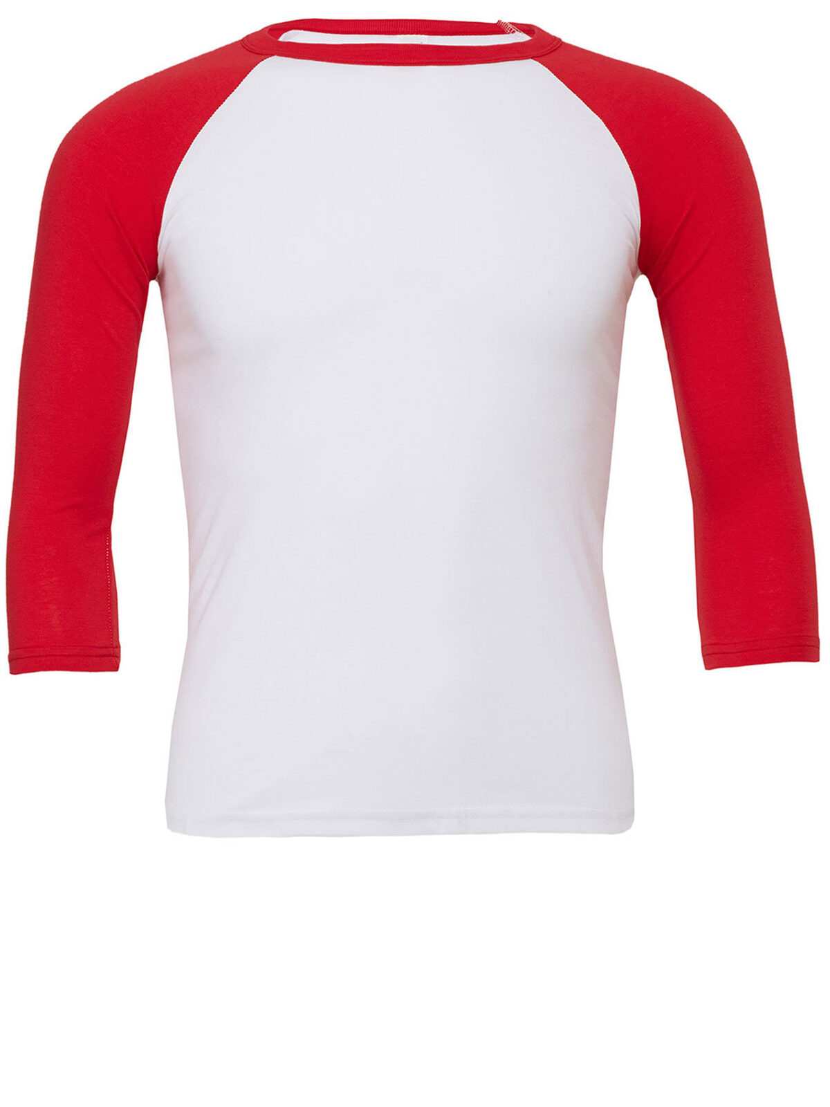 T-shirt de baseball unisexe 3/4 couleurs unies - 0002 - Blanc