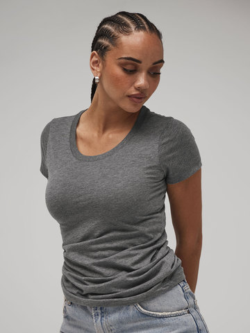 T-shirt en mélange de trois matières avec col rond