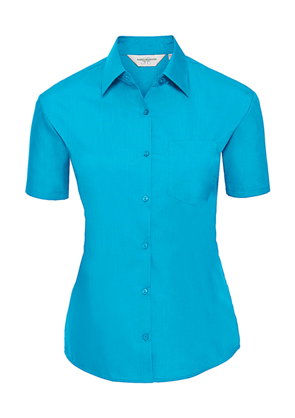 Chemise en popeline à manches courtes pour femme - Turquoise