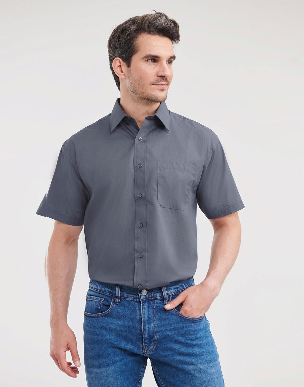 Chemise en popeline à manches courtes pour homme