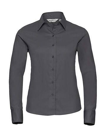 Chemise classique à manches longues en sergé pour femme - 