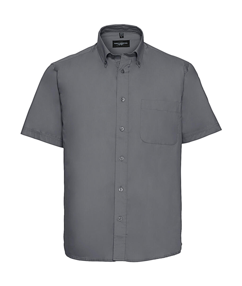 Chemise classique à manches courtes en sergé pour homme - Zinc