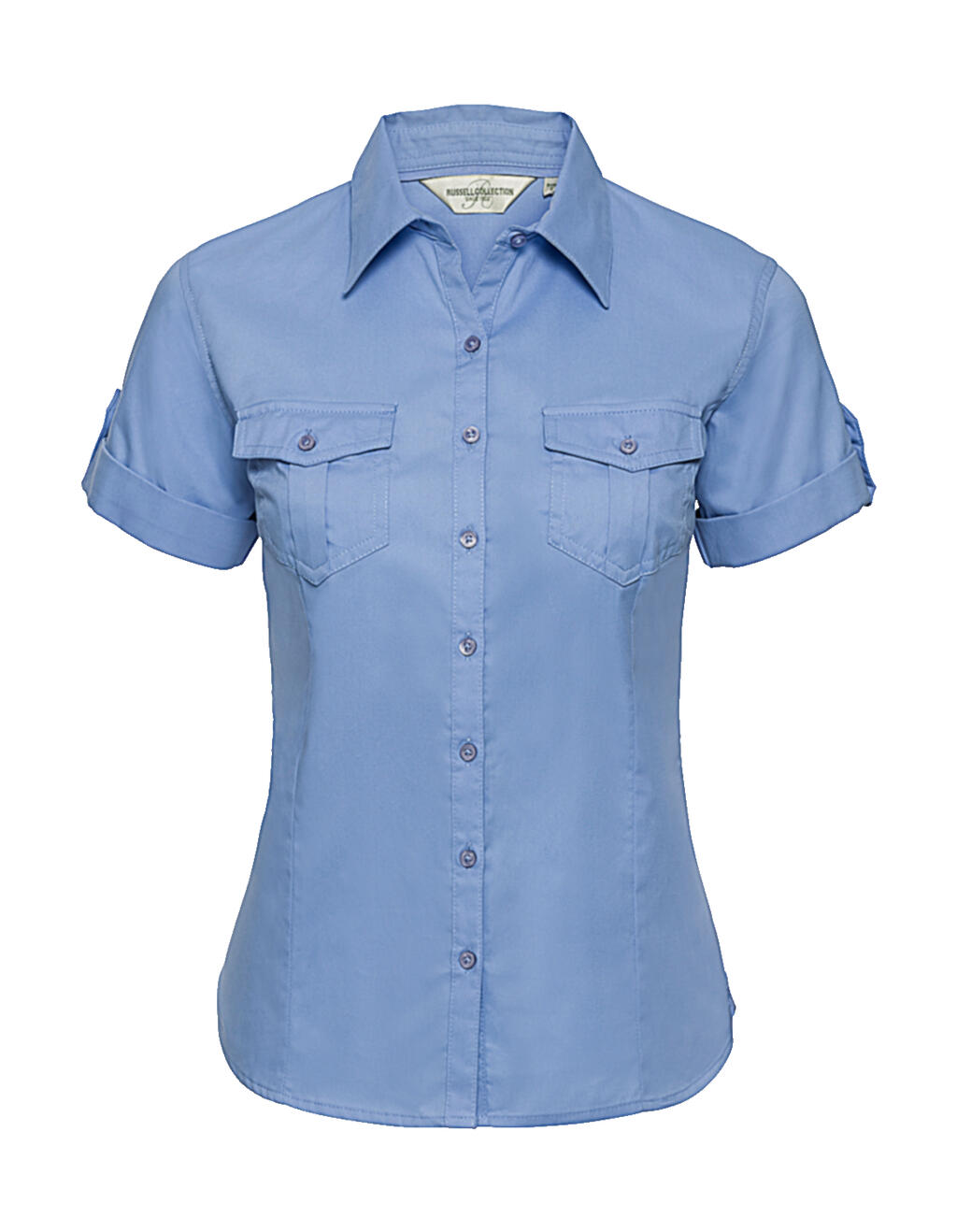 Chemise à manches courtes pour femme avec poignets - BL - Bleu