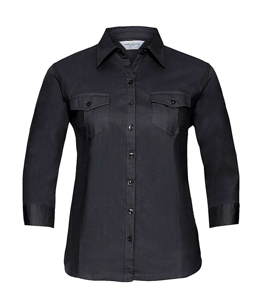 Chemise à manches 3/4 pour femme avec poignets - 36 - Noir