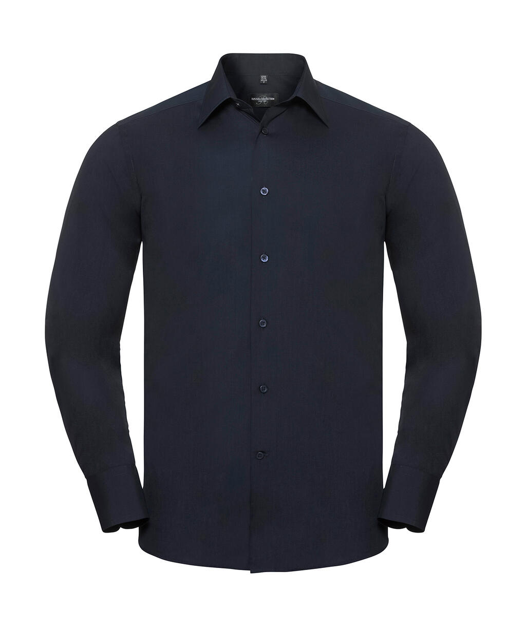 Chemise en popeline à manches longues pour homme - Marine française