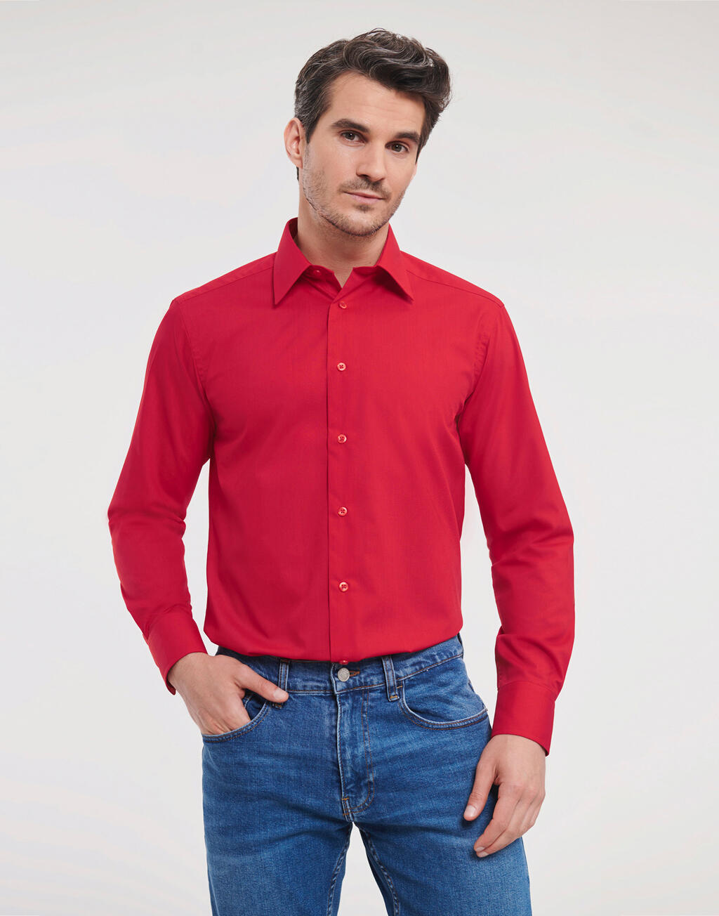 Chemise en popeline à manches longues pour homme