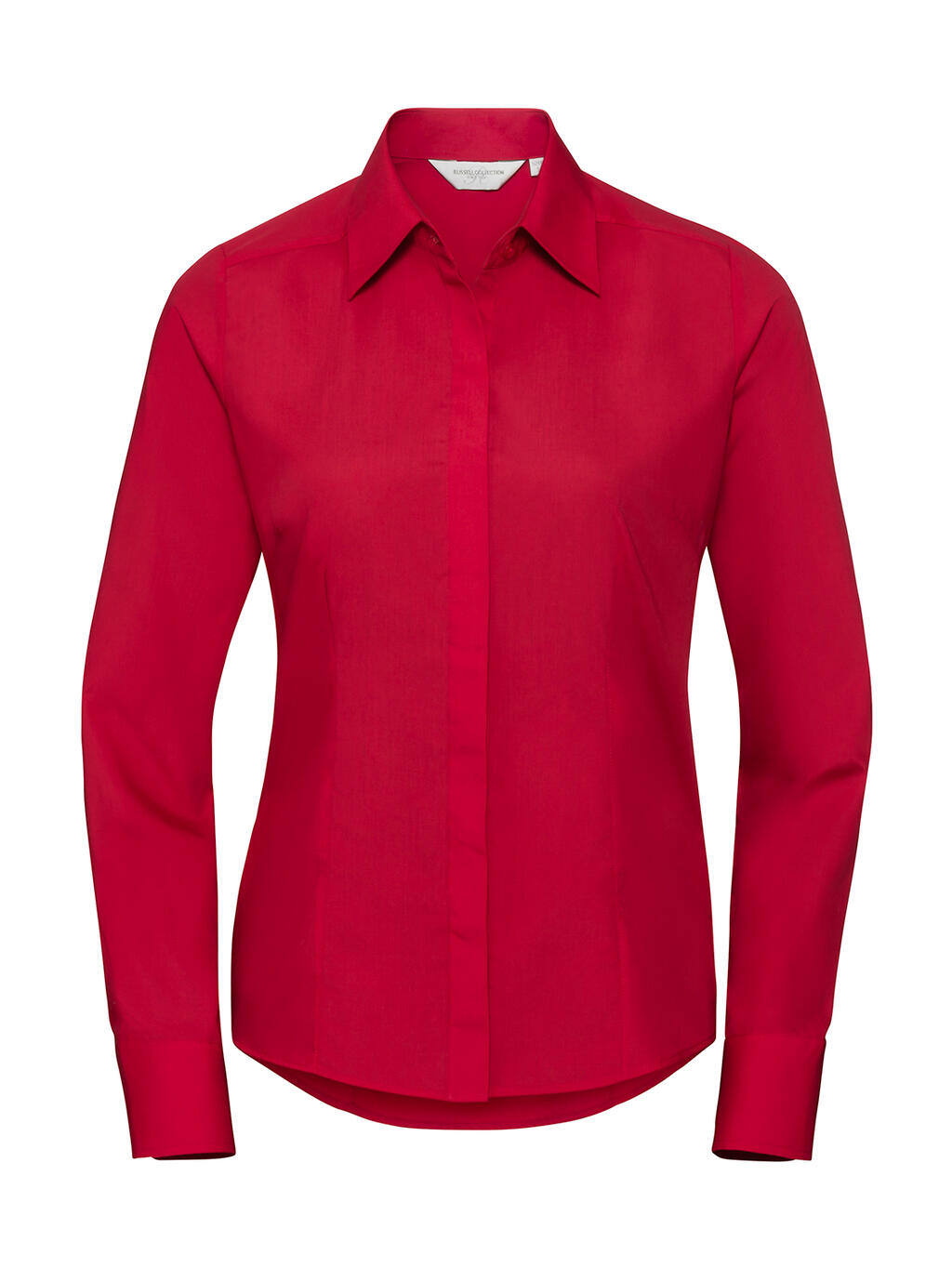 Chemise en popeline à manches longues pour femme - CR - Rouge classique