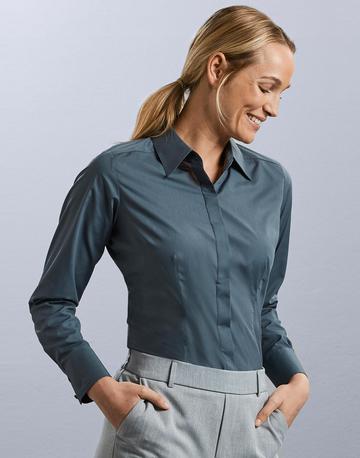 Chemise en popeline à manches longues pour femme