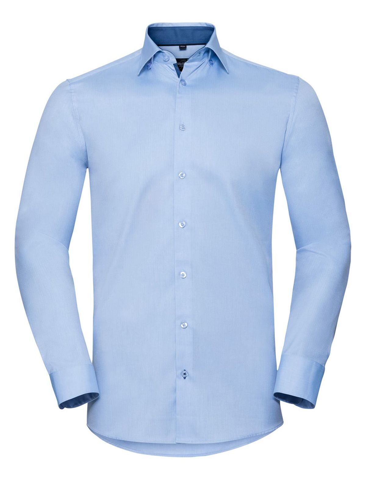 Chemise à chevrons contrastée à manches longues et coupe ajustée - LB - Bleu Clair