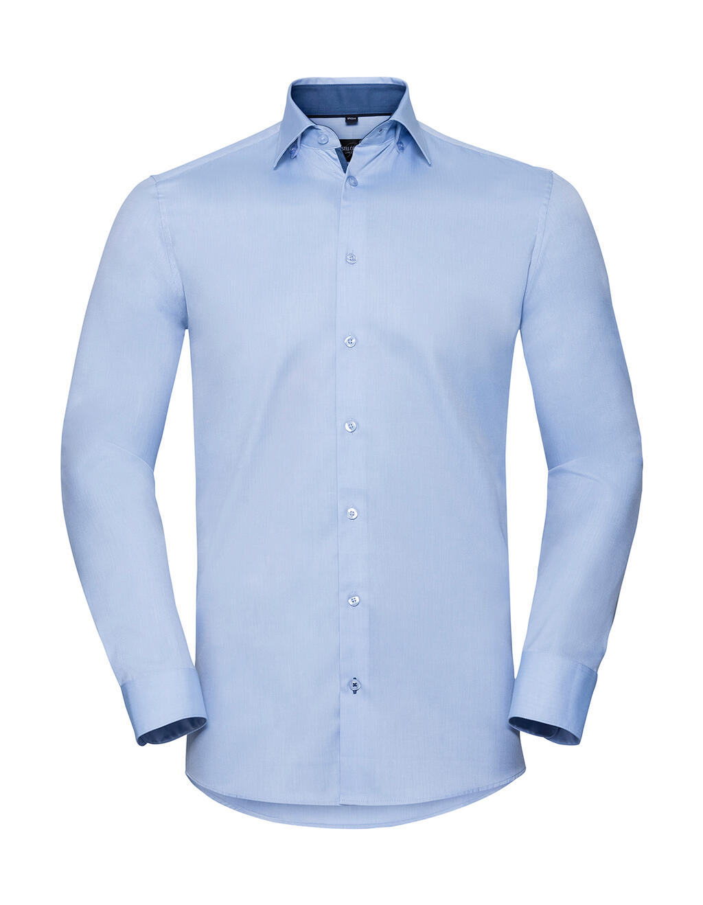 Chemise à chevrons contrastée à manches longues et coupe ajustée - Bleu clair
