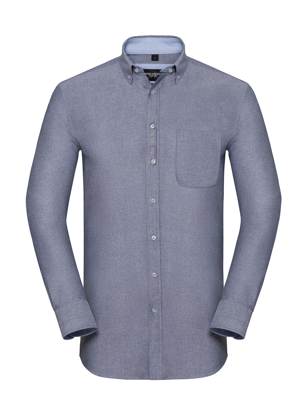 Chemise Oxford lavée à manches longues  - Bleu marine Oxford/Bleu Oxford