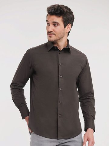 Chemise stretch ajustée à manches longues