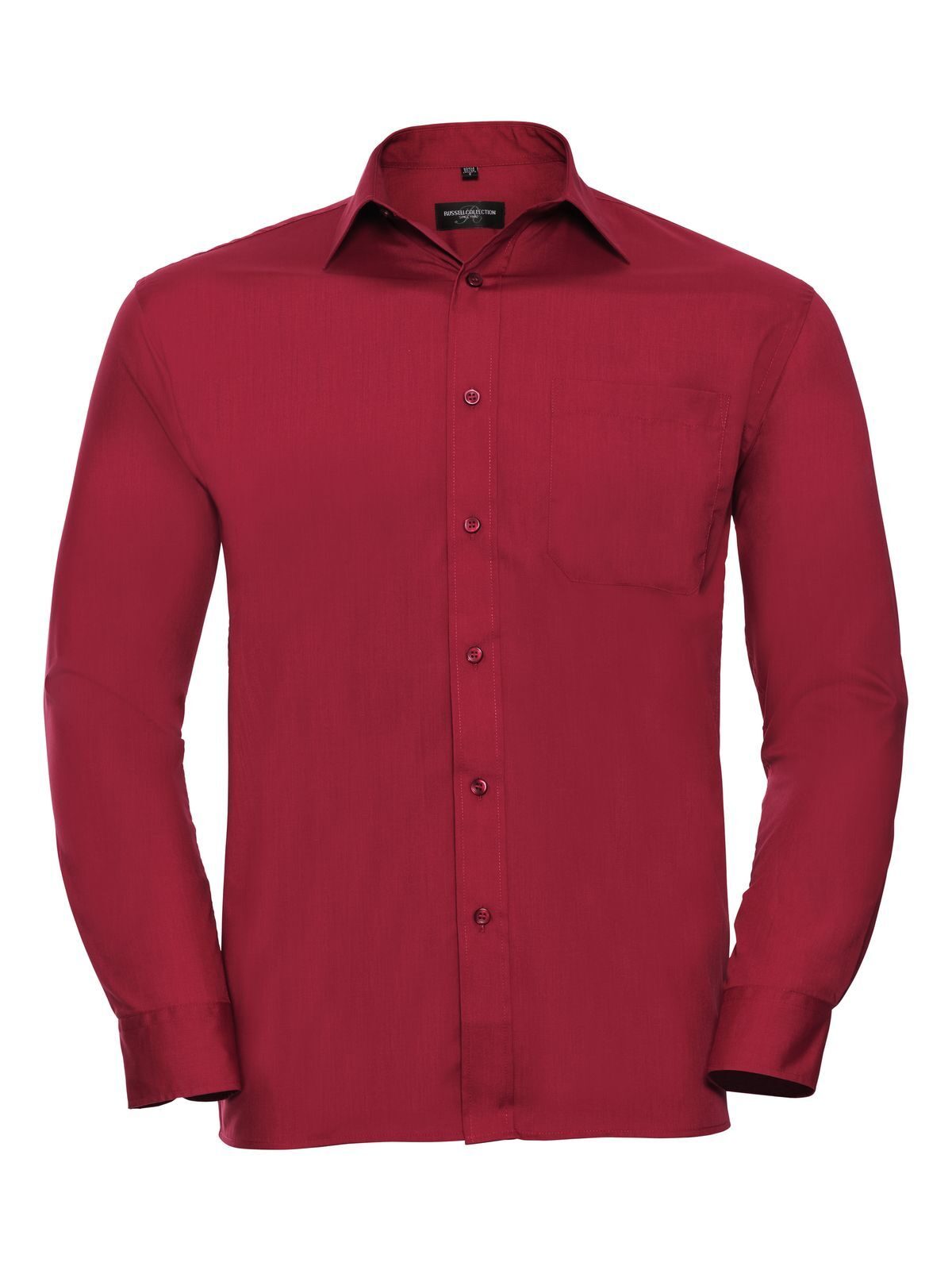 Chemise en popeline à manches longues pour homme - CR - Rouge classique