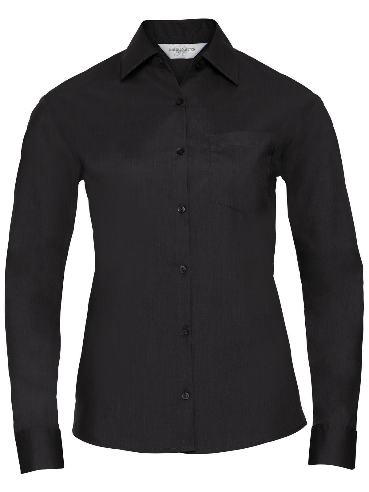 Chemise en popeline à manches longues pour femme - 36 - Noir