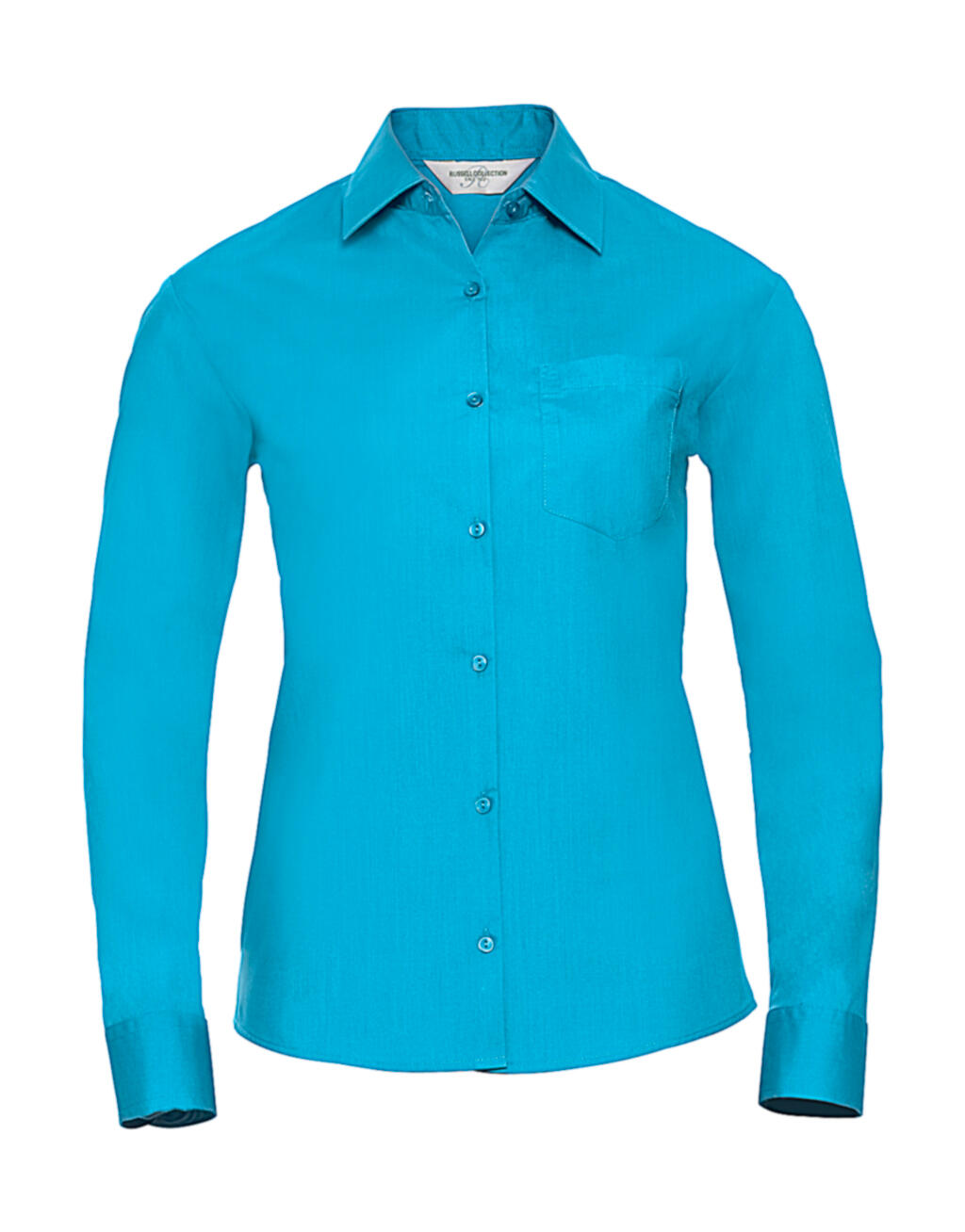 Chemise en popeline à manches longues pour femme - Turquoise
