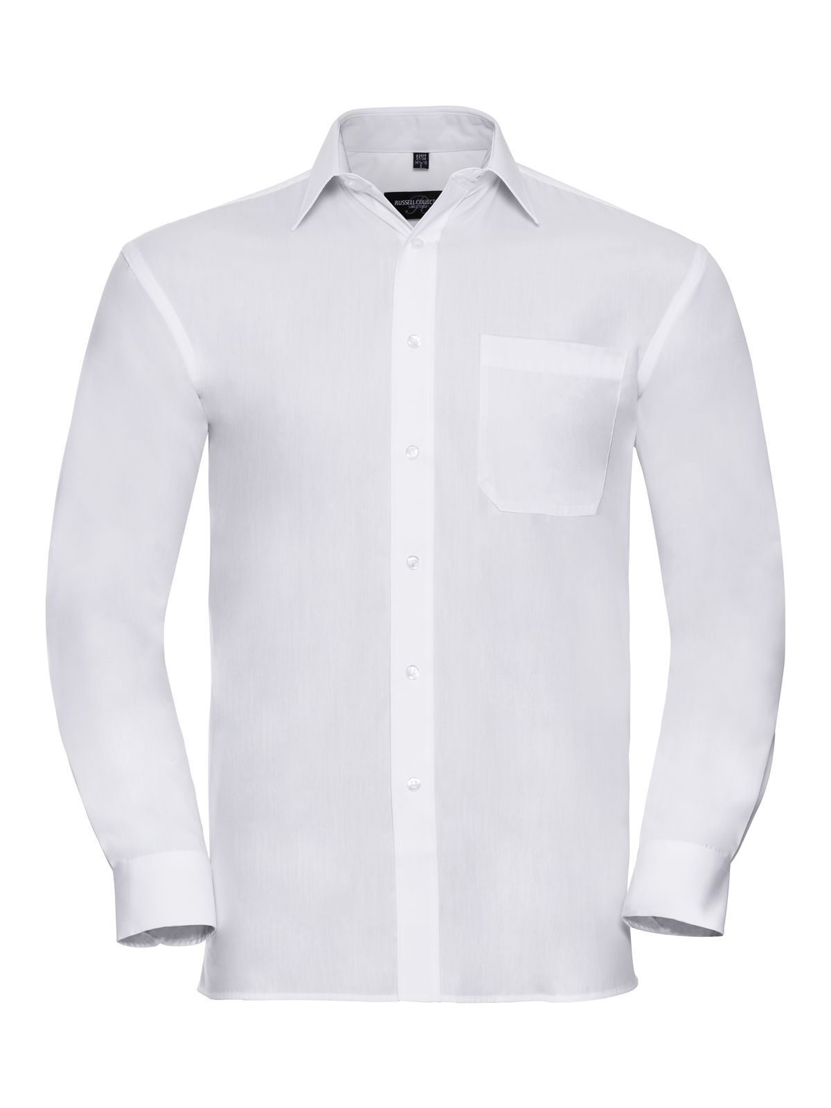 Chemise en popeline de pur coton à manches longues - 30 - Blanc