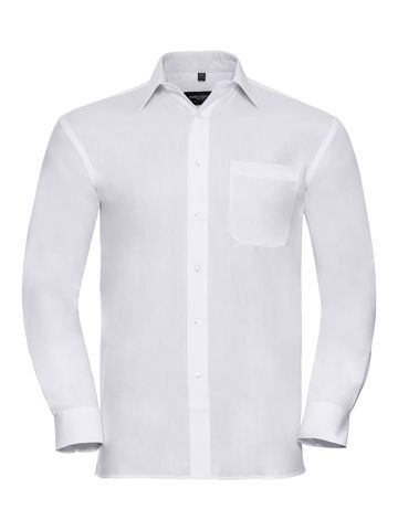 Chemise en popeline de pur coton à manches longues - 