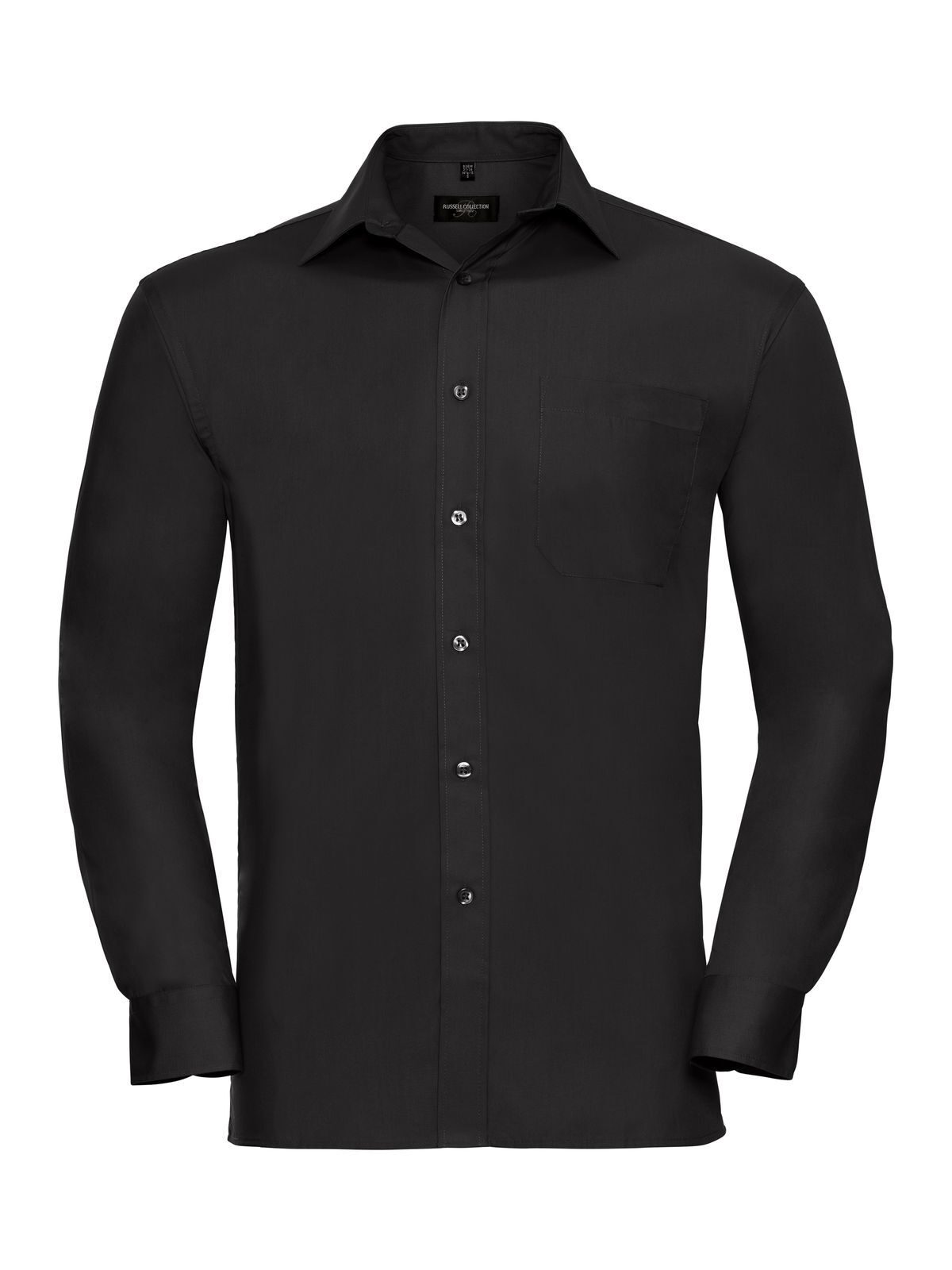 Chemise en popeline de pur coton à manches longues - 36 - Noir