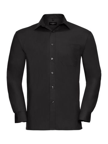 Chemise en popeline de pur coton à manches longues - 