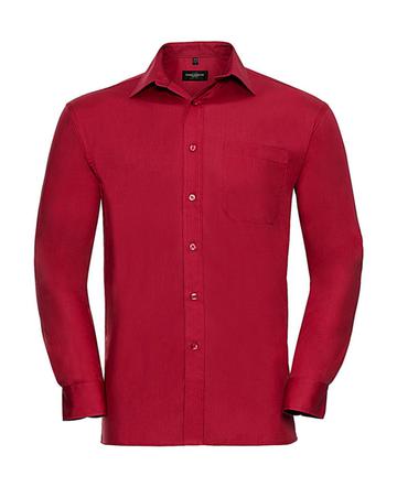 Chemise en popeline de pur coton à manches longues - 