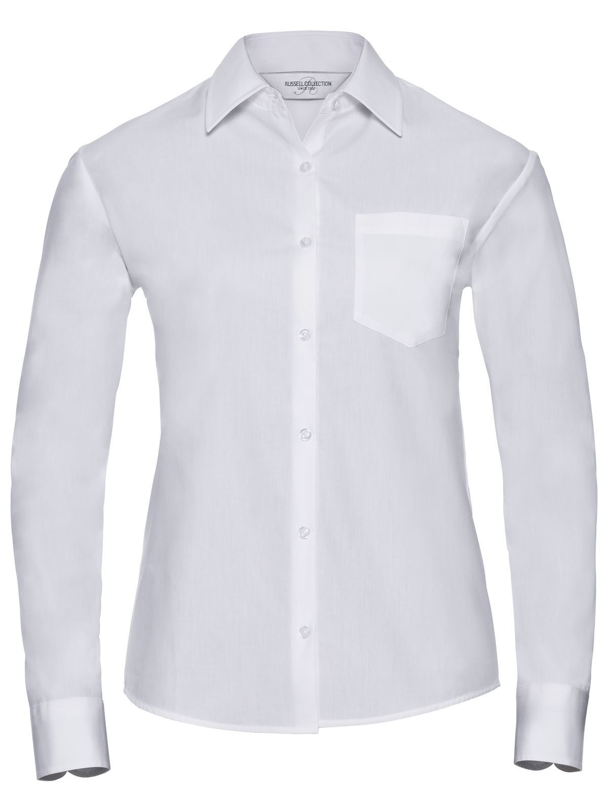Chemise en popeline de pur coton à manches longues - 30 - Blanc