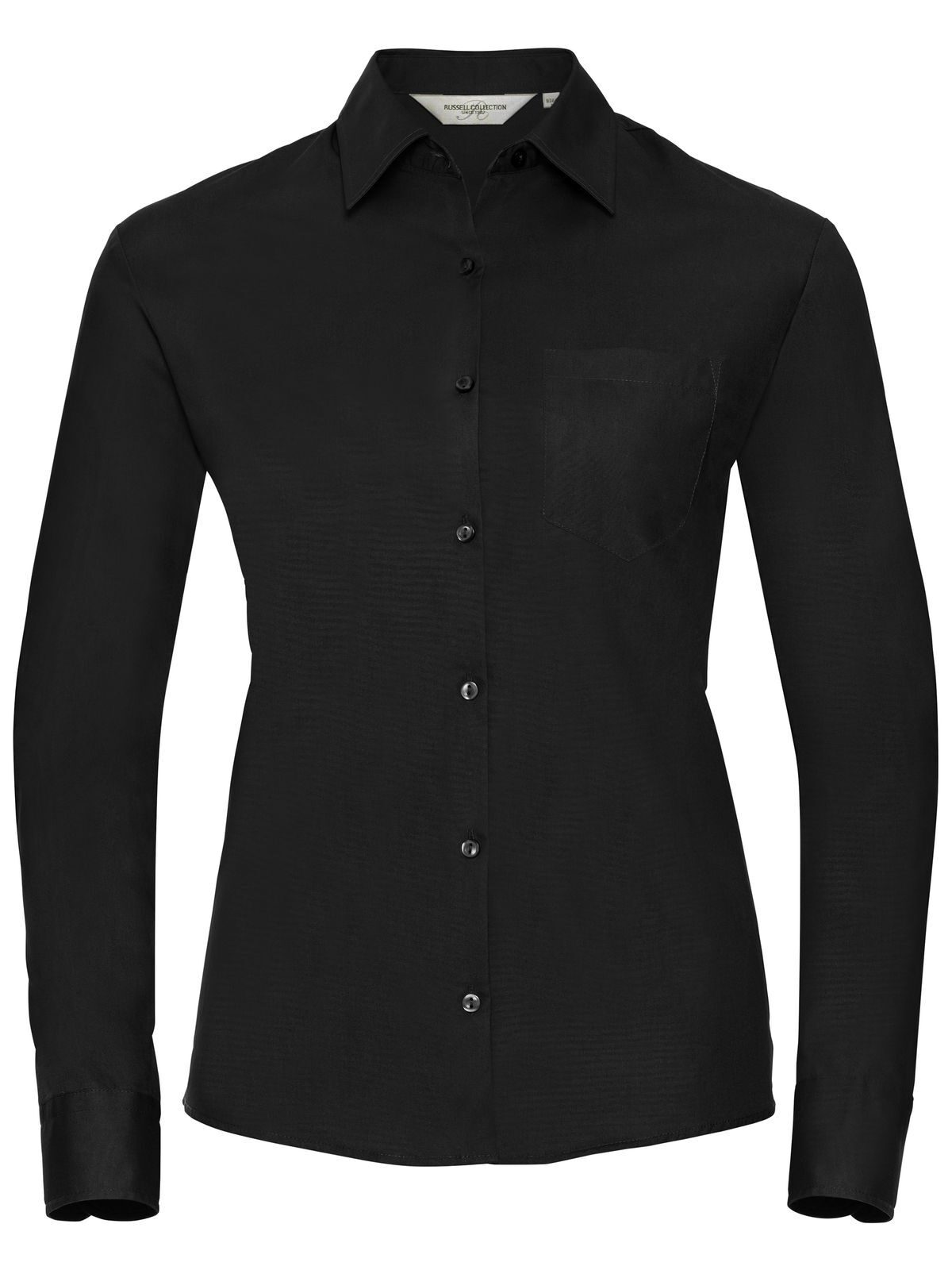 Chemise en popeline de pur coton à manches longues - 36 - Noir