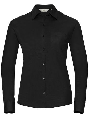 Chemise en popeline de pur coton à manches longues - 