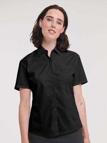 Chemise en popeline de pur coton à manches courtes