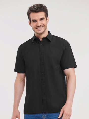 Chemise en popeline de pur coton à manches courtes