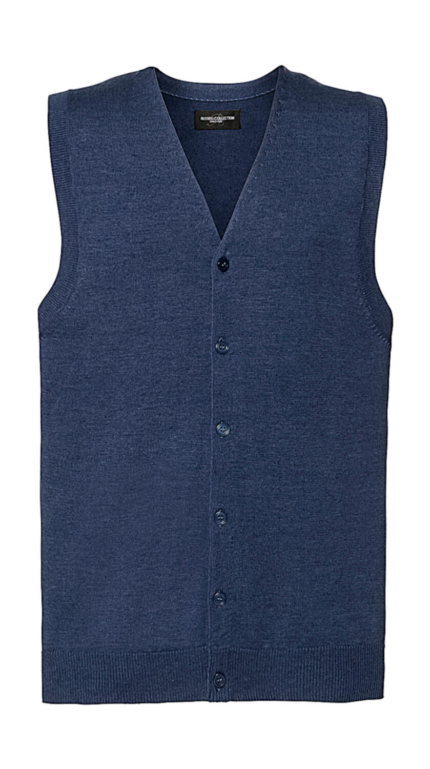 Gilet sans manches en maille à col en V pour homme - Denim chiné