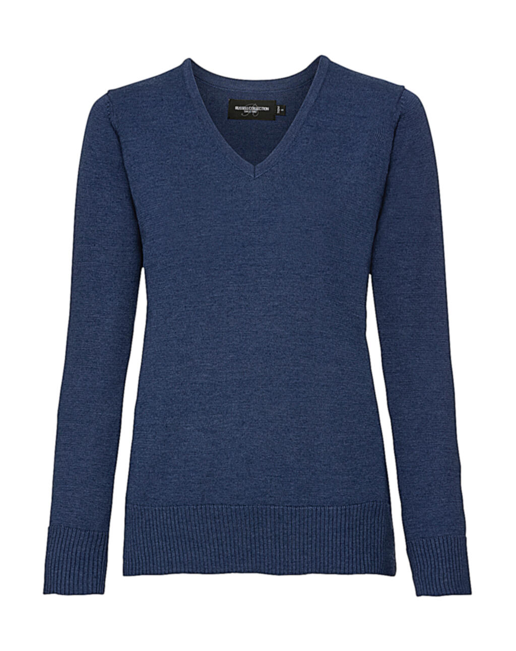 Pull en maille à col V pour femme - Denim chiné