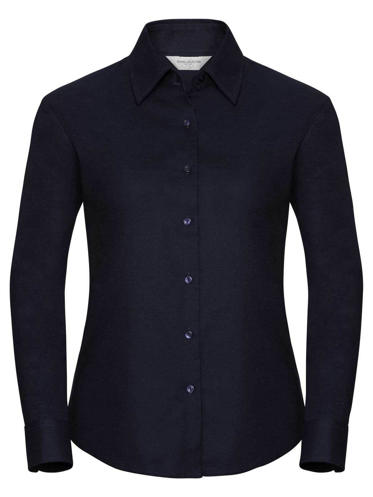 Chemise Oxford à manches longues pour femme - B4 - Bleu marine vif/Bleu Oxford/Blanc