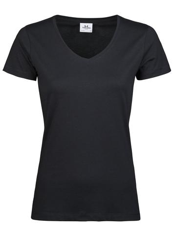 T-shirt de luxe à col en V pour femme - 002 - Black
