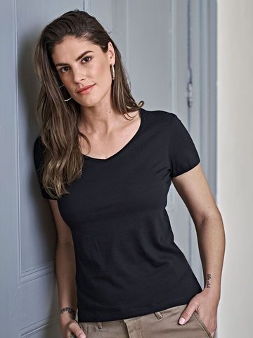 T-shirt de luxe à col en V pour femme - T-shirt de luxe à col en V pour femme