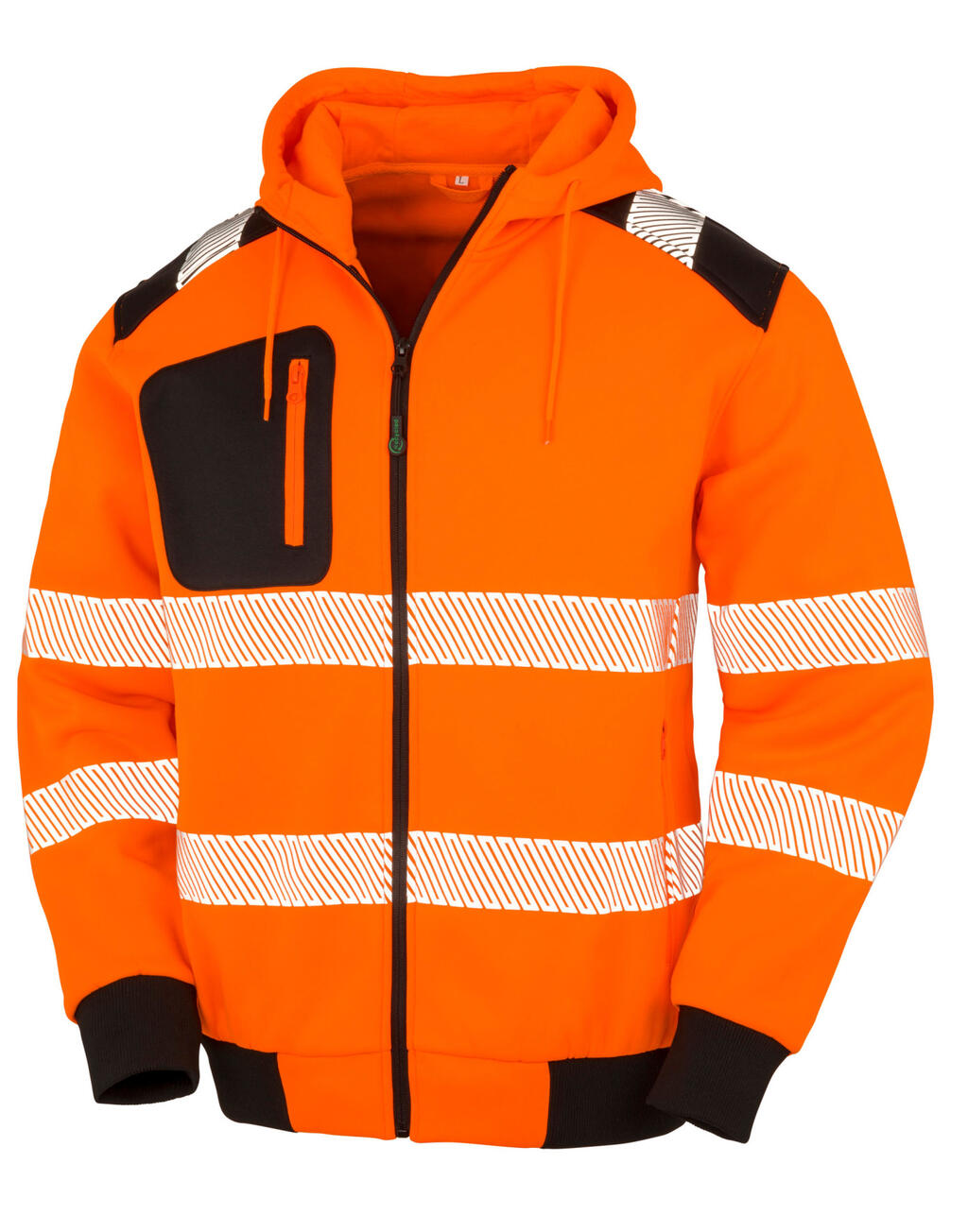 Sweat à capuche de sécurité robuste et recyclé avec fermeture éclair - Orange fluo