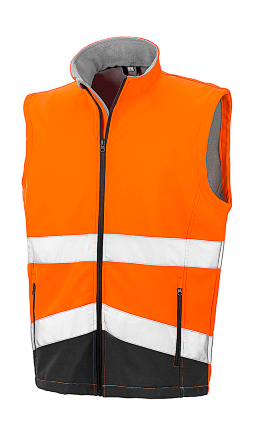 Gilet sans manches Softshell imprimable pour la sécurité  - 478 - ORANGE-NOIR FLUORESCENT