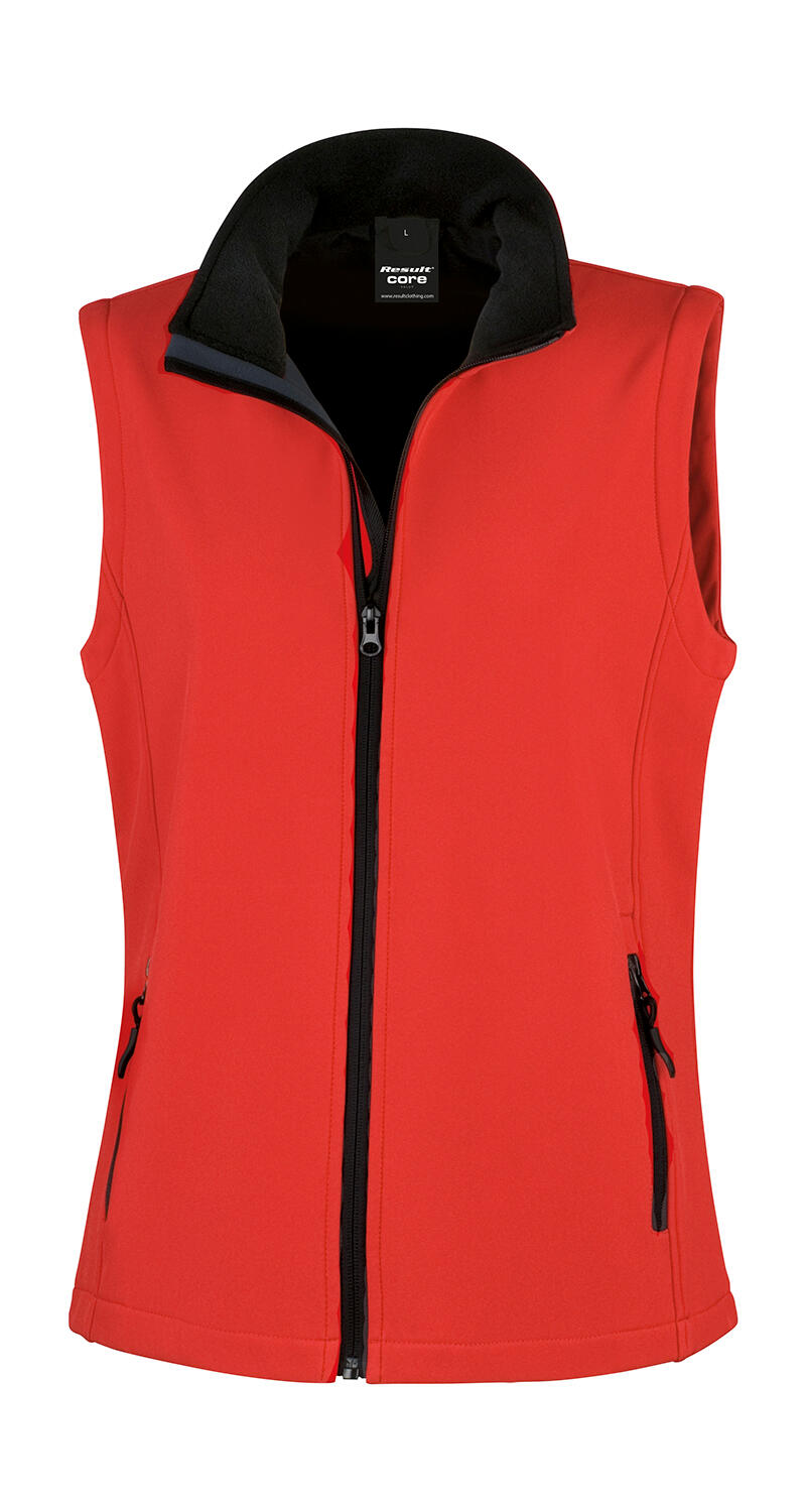 Gilet sans manches softshell imprimable pour femme - Rouge/Noir